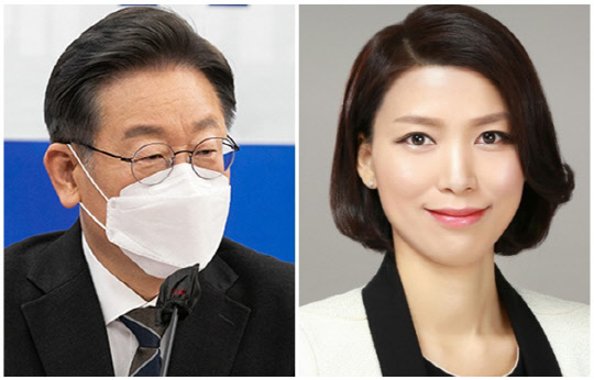 이재명(왼쪽) 더불어민주당 대선 후보와 김정화 전 민생당 대표. <연합뉴스>